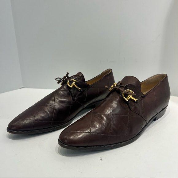 Vintage Barneys New York Quilted Leather Loafers Brown Made in Italy EU 40 US 10 - Picture 9 of 13